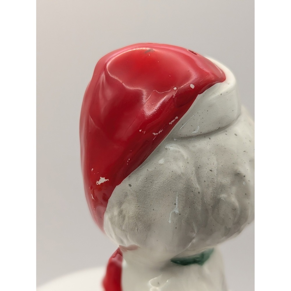 Vintage Christmas White Dogs Salt And Pepper Shakers X-488 Santa Hat. Japan - Picture 7 of 16